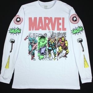 MARVEL Mens White Long Sleeve Graphic Tee AVENGERS